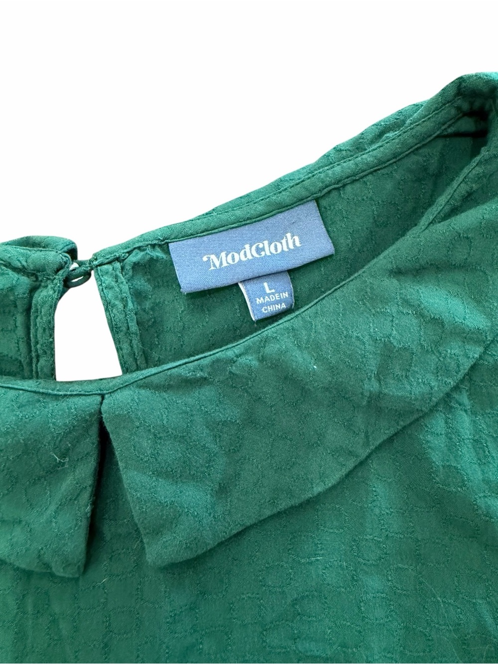 Modcloth Emerald Green Peter Pan Collar Cap Sleeve Blouse L - Picture 3 of 4